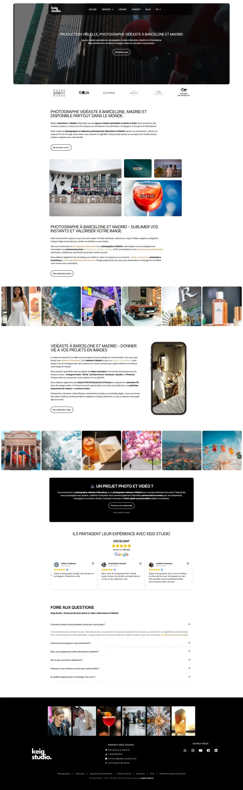 Projet Keig Studio WordPress présentant des projets web design modernes