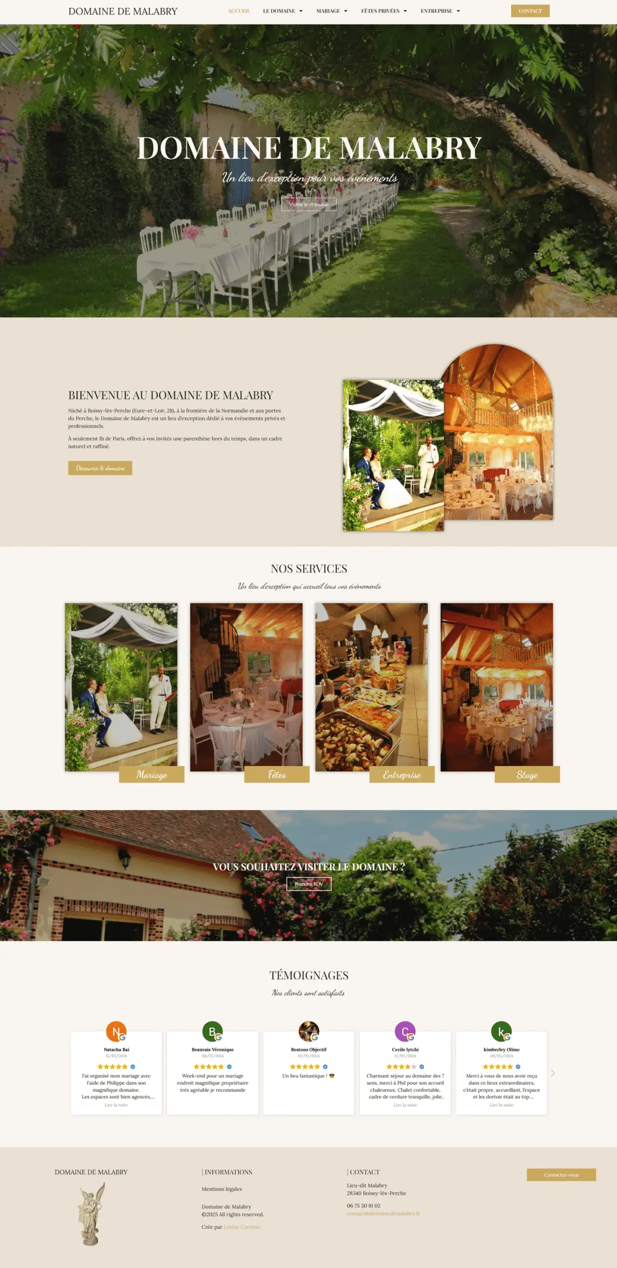 Site vitrine du Domaine de Malabry WordPress au design contemporain et ergonomique